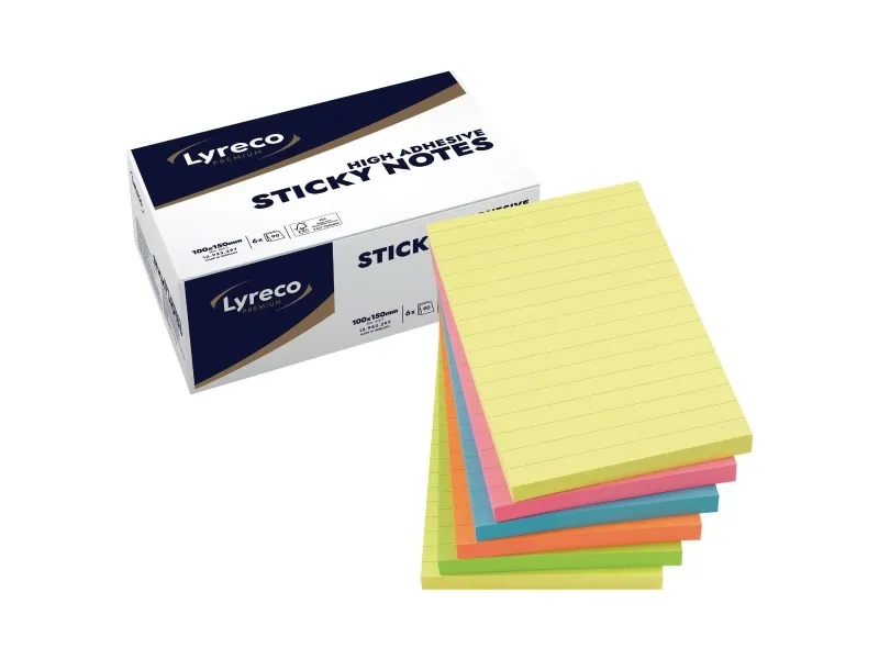 Sticky Notes Premium Summer, linjeret, 100x150 mm - (6 stk.)