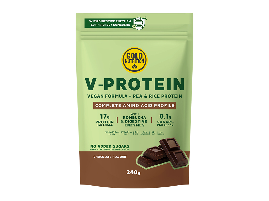 PROTEÍNA GOLDNUTRITION V-PROTEIN VEGETAL CHOCOLATE 240G