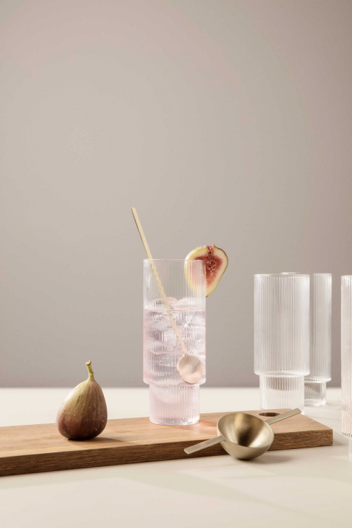 Ferm Living Ripple long drink glazen set van 4 Clear