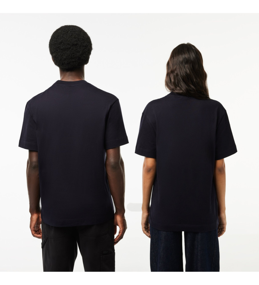 Camiseta Lacoste de corte relaxado com estampa icônica azul-marinho.