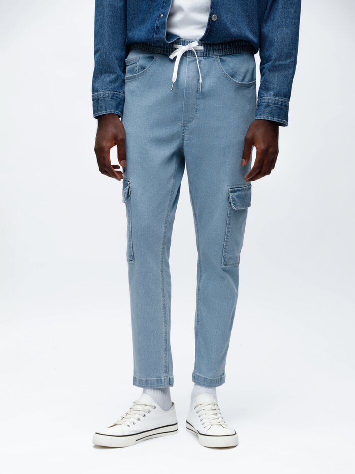 Calça jogger cargo - Índigo