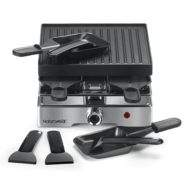 Appareil raclette-gril électrique 4 poêlons 750 W Naturamix