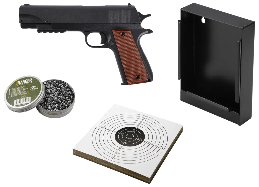 Luftpistol med tilbehør