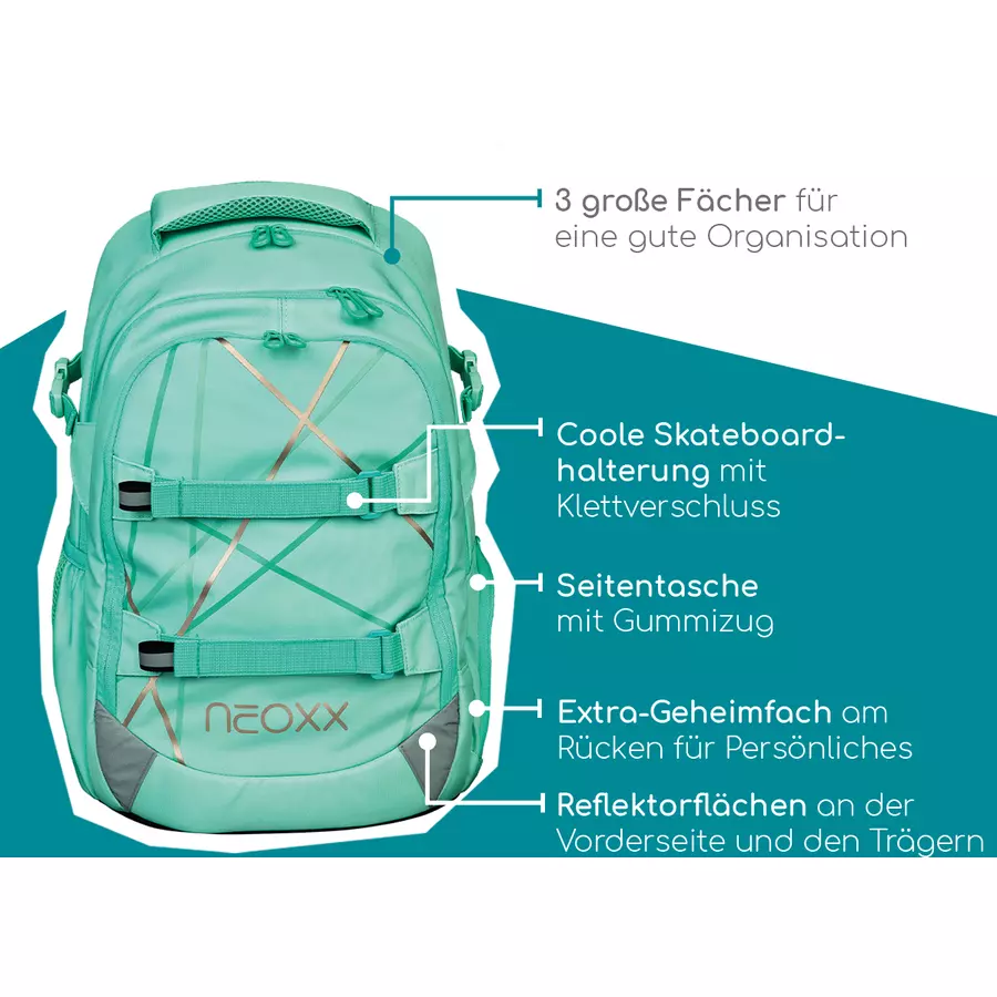 neoxx Active Schulrucksack Mint to be