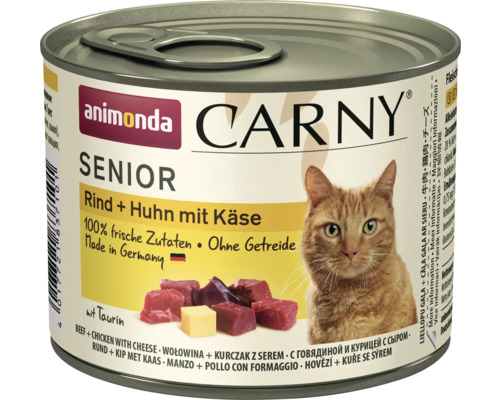Animonda Carny Senior natvoer voor katten, rundvlees, kip met kaas, 200 g