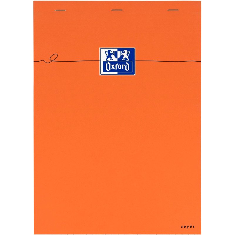 Bloc de bureau orange Oxford 21 x 29,7 cm agrafé - A4 grands carreaux - 80 feuilles