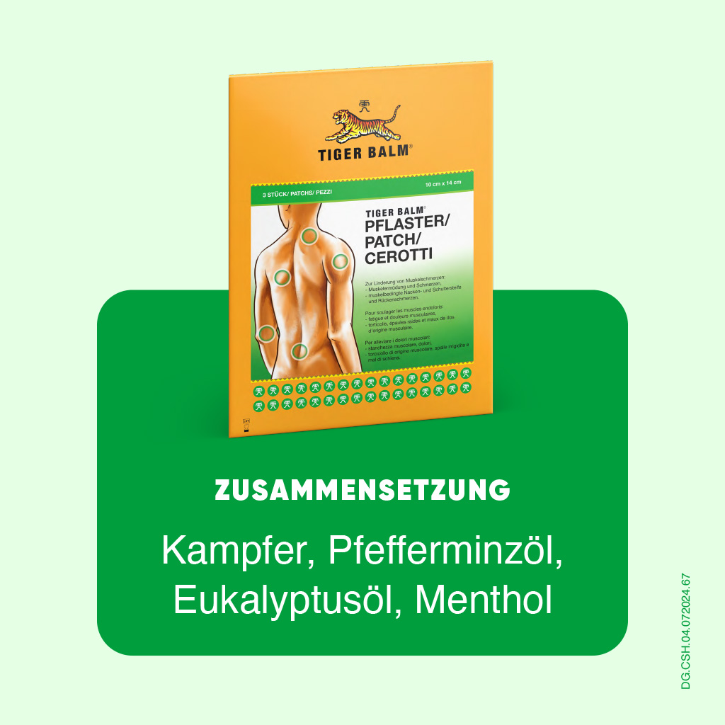 TIGER BALM Medizinal<br>3 Stück, Kutanes Pflaster, 10x14cm
