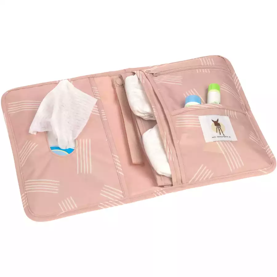 LÄSSIG Windeltasche Casual Changing Pouch Soft Stripes rose