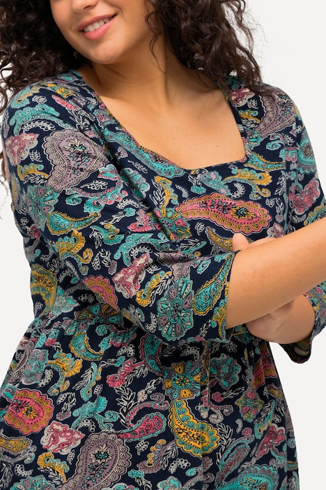 Longshirt, Paisley, Carree-Ausschnitt, 3/4-Arm