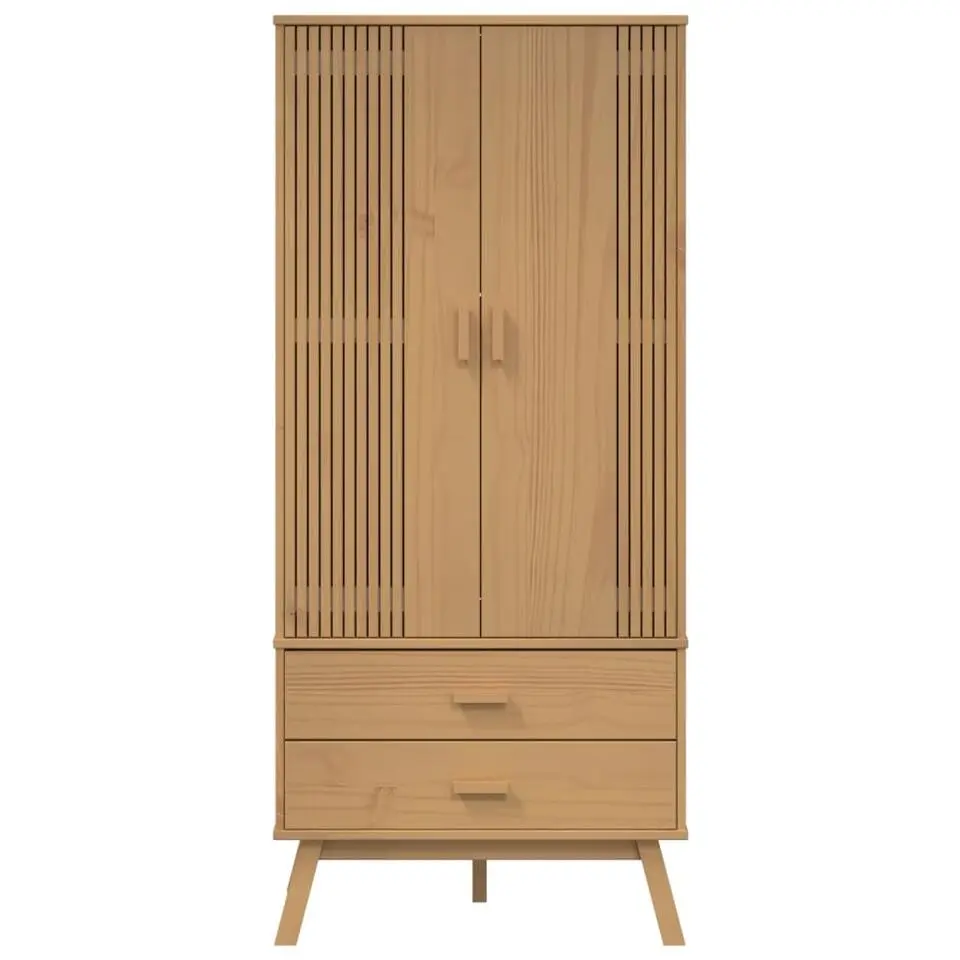 vidaXL - Kledingkast OLDEN met 2 lades - Grenenhout - Bruin - 76.5x53x172 cm