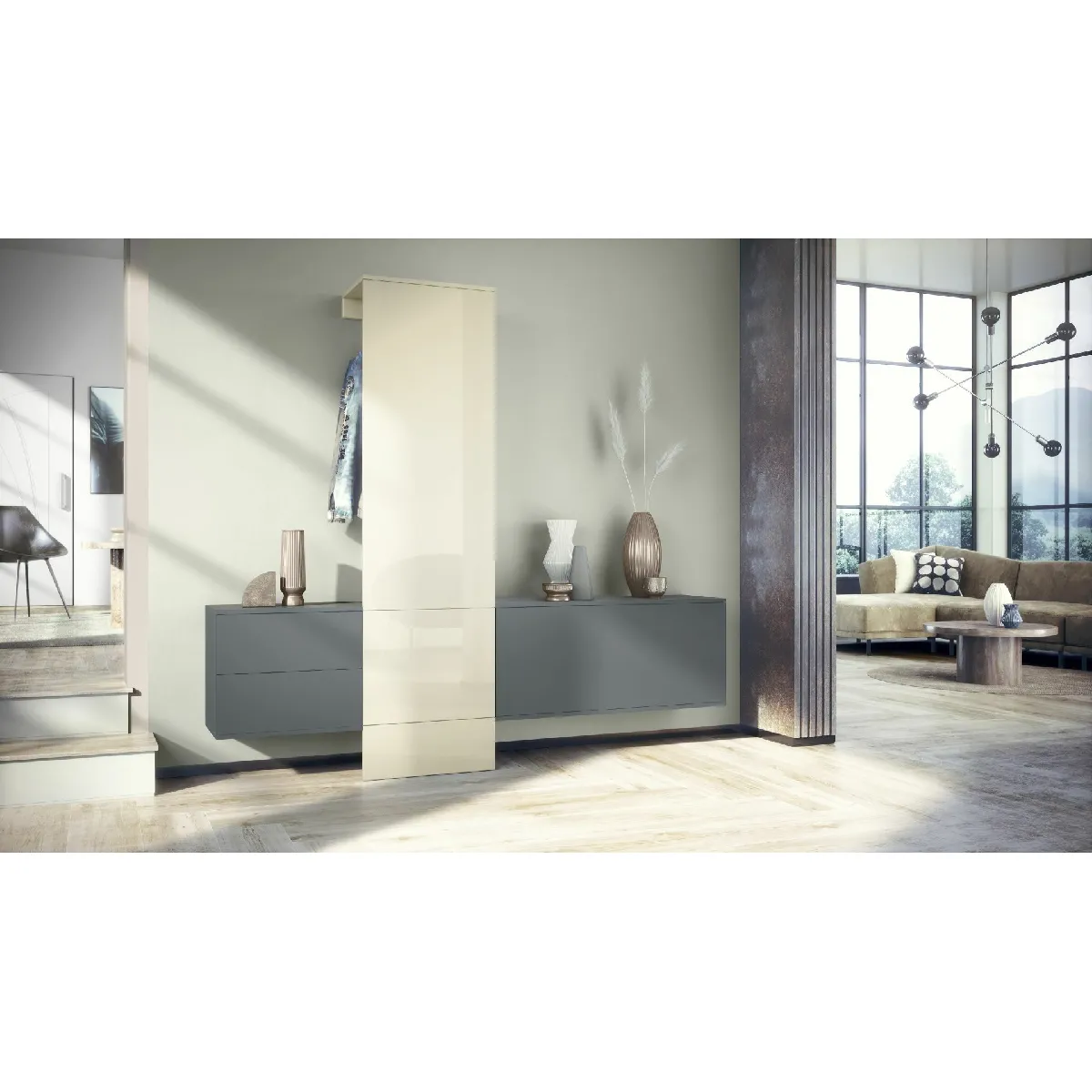 MPC vestiaire Gris et Crème 209 x 193 x 35 cm