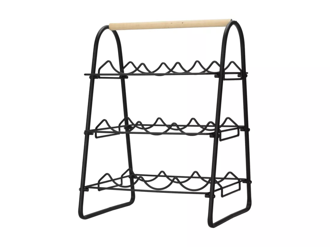 Home&Styling Casier à vin pour 9 bouteilles métal noir et naturel