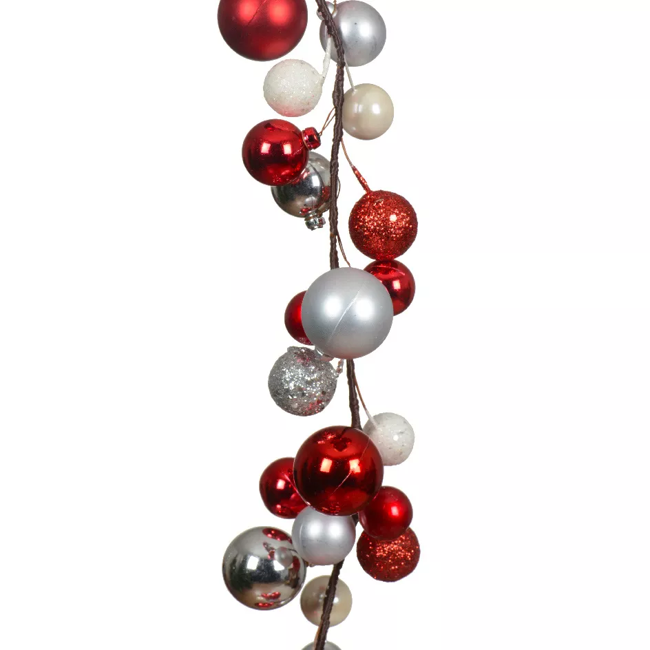 Guirlande de Noël (180 cm) Boules de Noël Rouge et argent