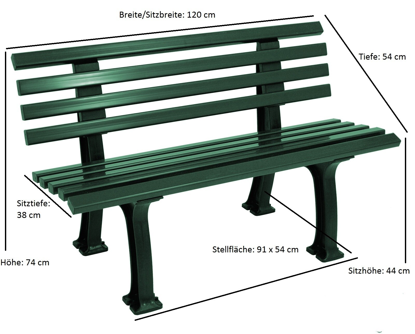 gartenmoebel-einkauf Bank IBIZA 2-sitzer, Kunststoff grün
