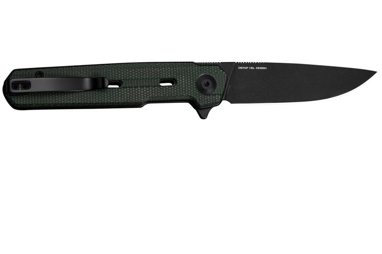 Civivi Navo C25015A-2 Blackwashed Nitro-V, Green Micarta, zakmes, Ostap Hel design
