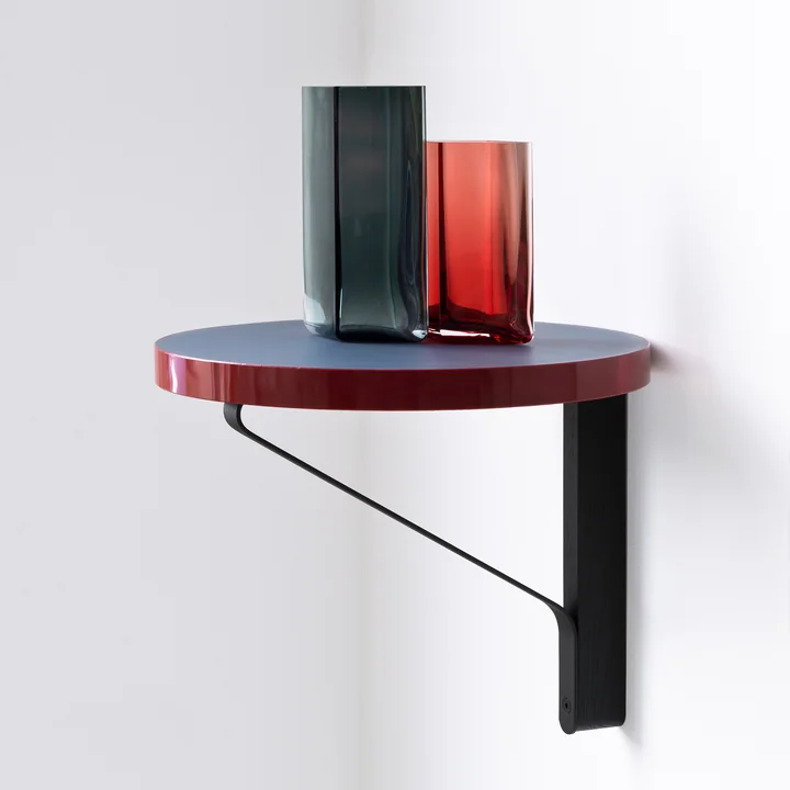 Artek - REB 007 Kaari Wandregal Ø 35 cm, schwarz / Eiche natur