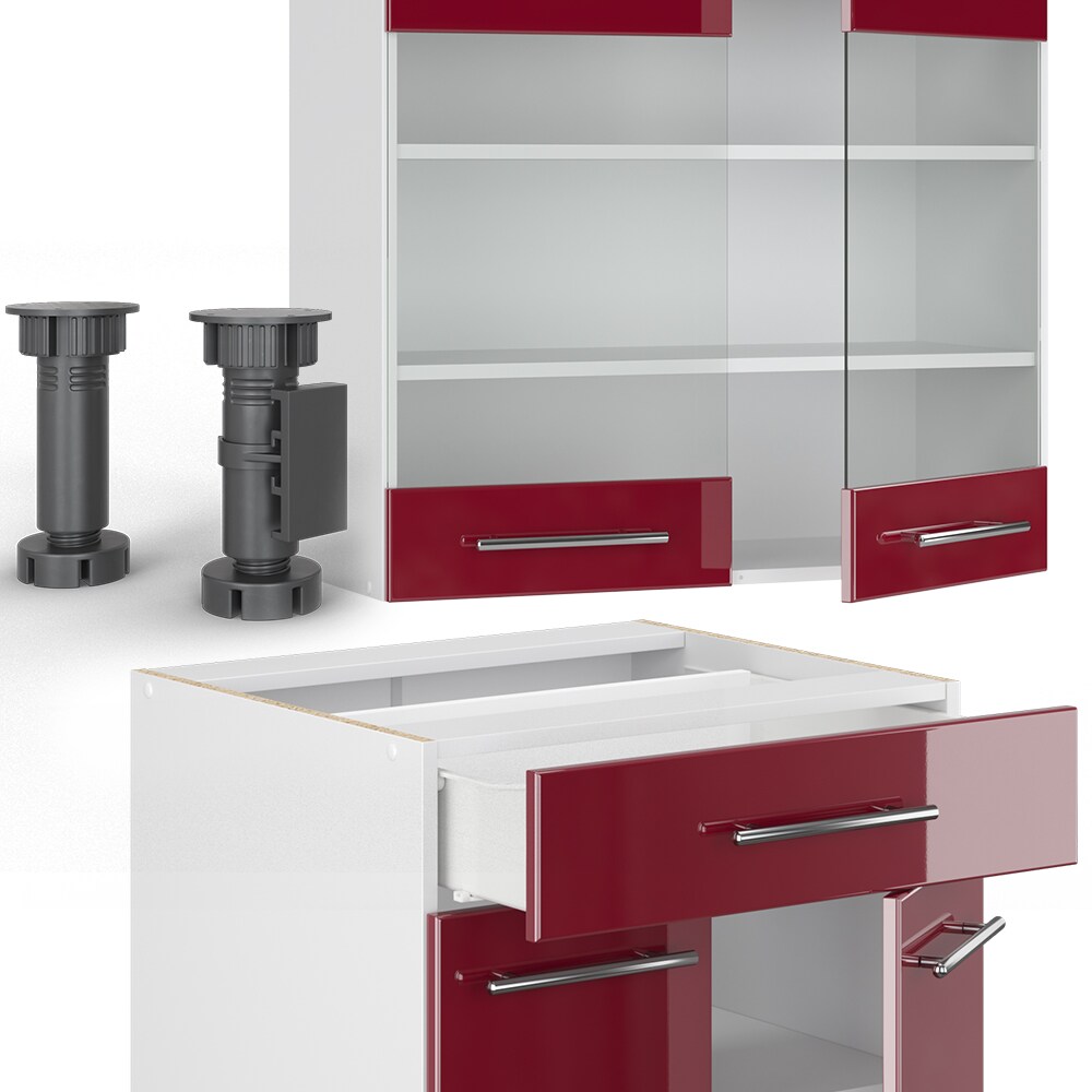 Vicco Küchenzeile Singleküche Küchenblock 140cm Fame-Line Hochglanz Fronten