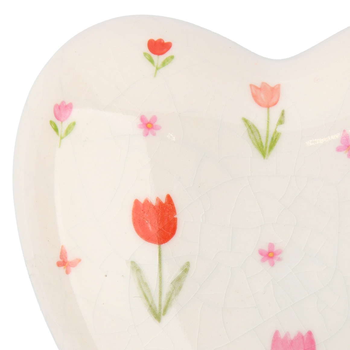 Deko-Herz mit Tulpen-Allover cremeweiss / bunt