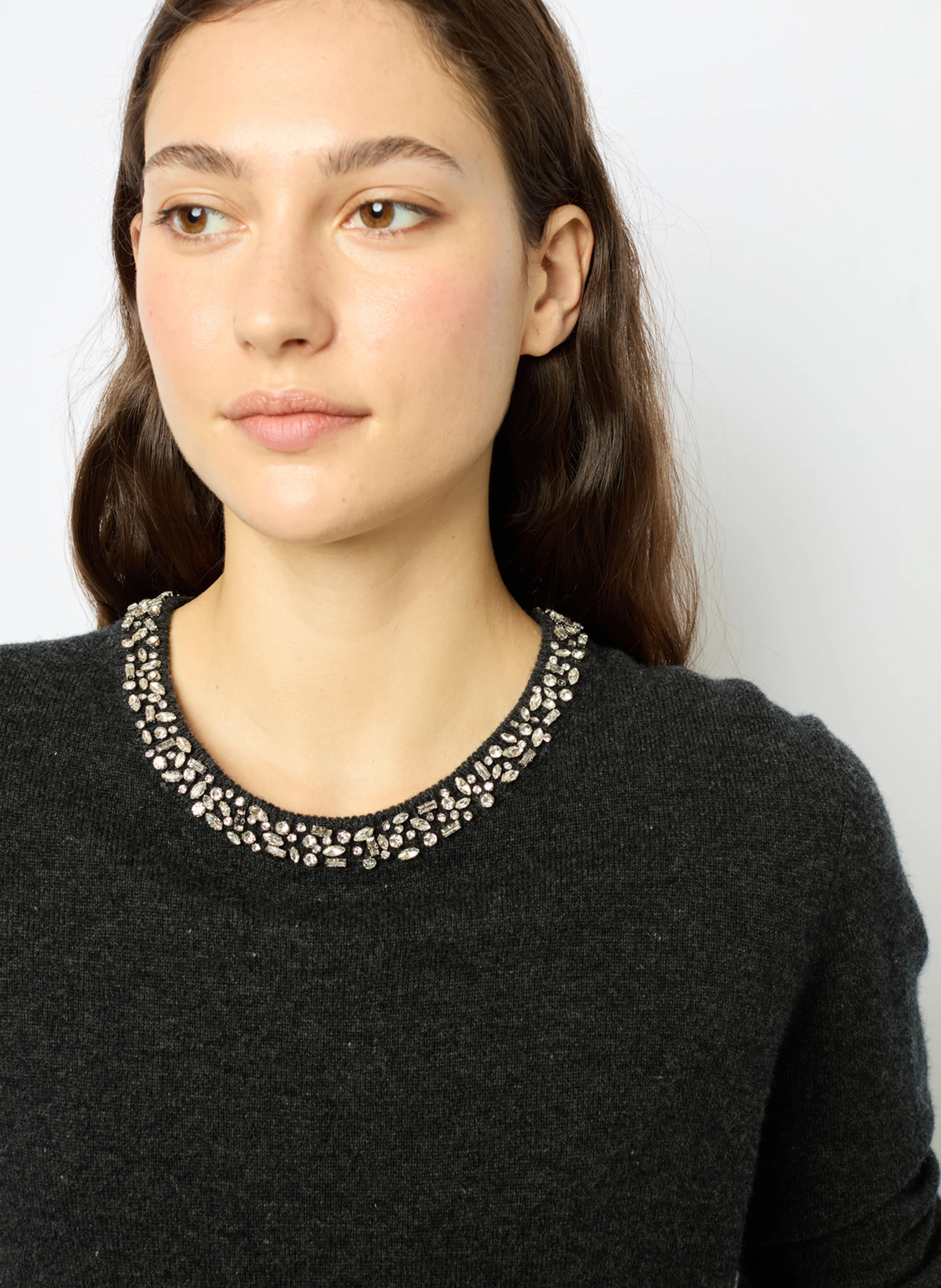 JOCELYNE - Pull col rond en laine | Gris