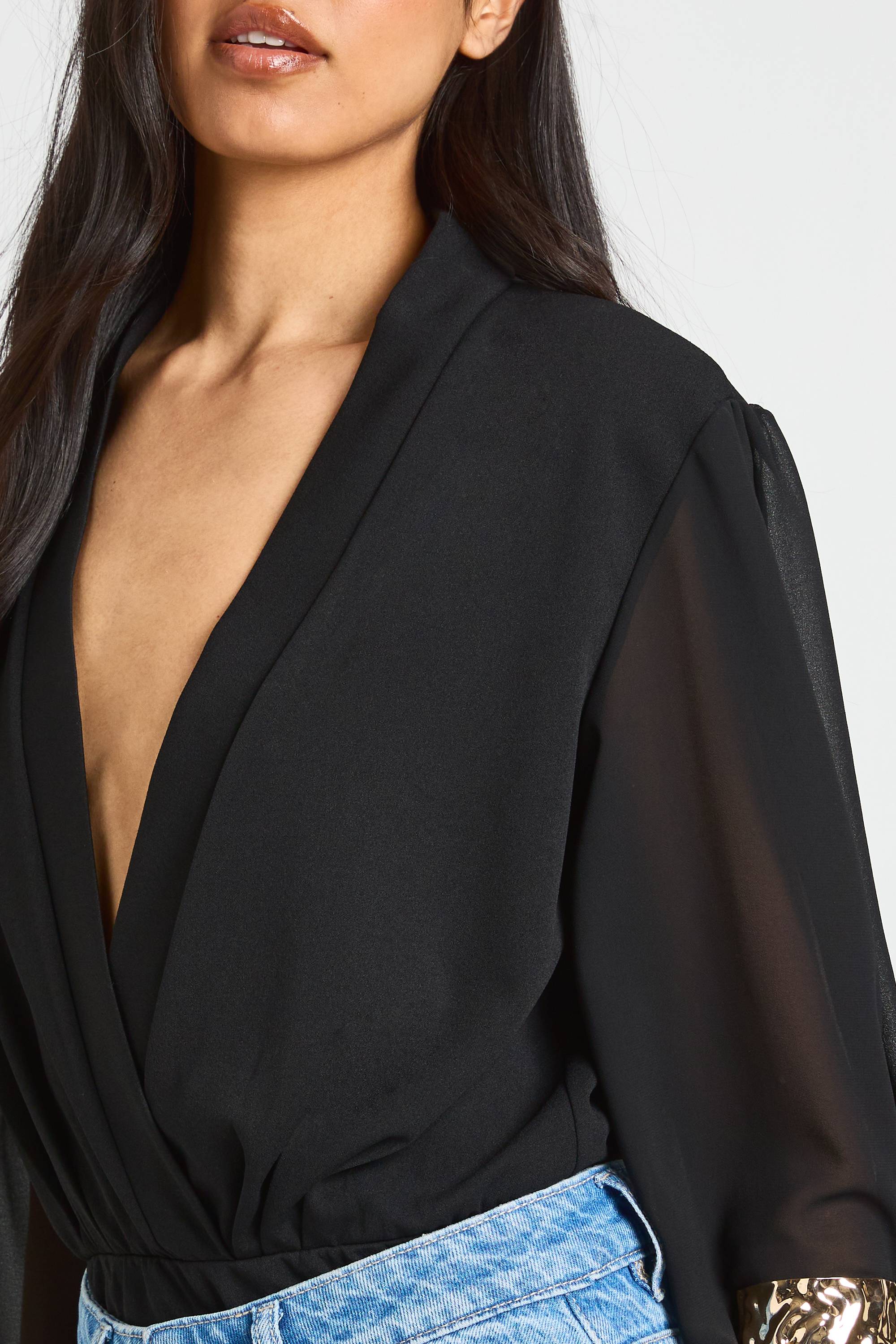 boohoo Body Tall Cache-cœur À Manches En Mousseline
