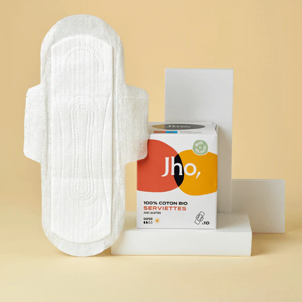 Jho Serviettes Super Jour Bio 10 serviettes hygiéniques en coton bio par boîte
