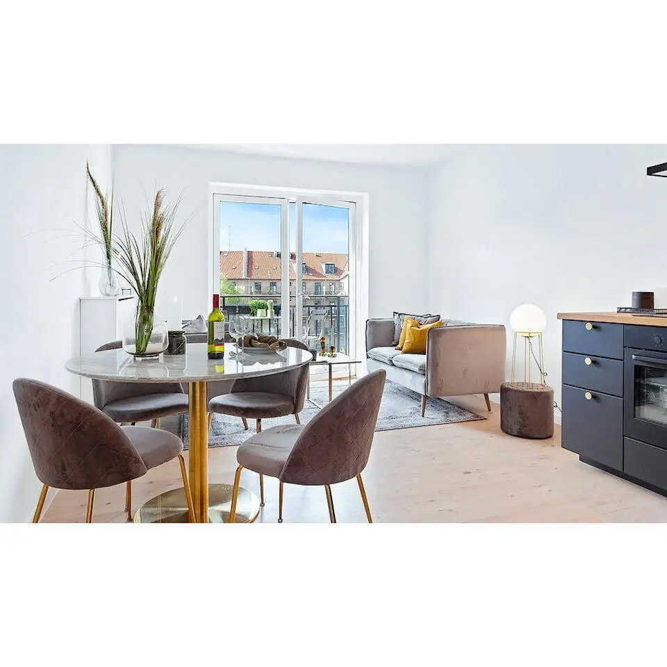 Eettafel Wit Ø110cm - Gouden Onderstel - Bolzano