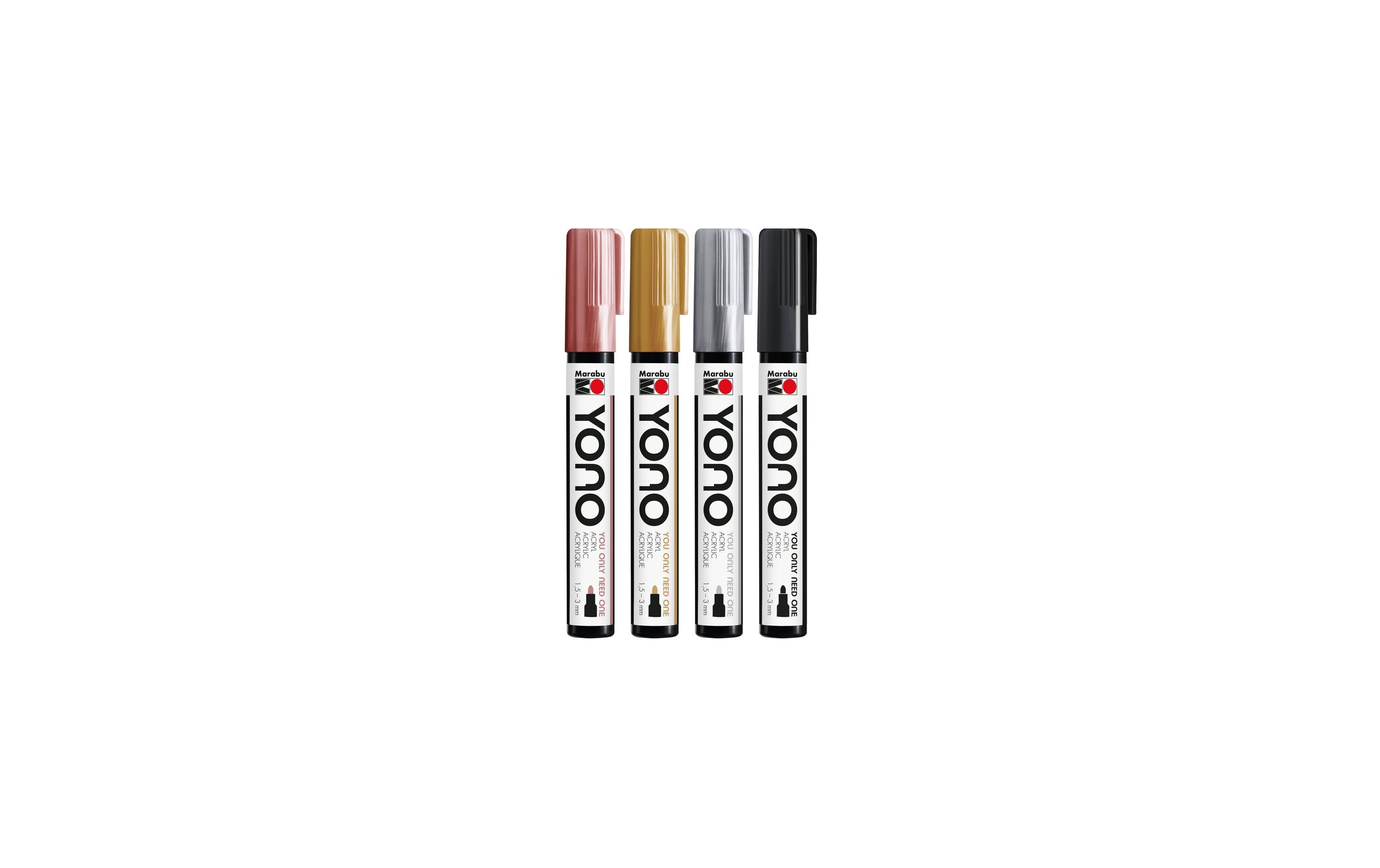 Acrylmarker YONO Set 1.5 - 3 mm, 4-teilig, MetallAcrylstifte für alle Fälle