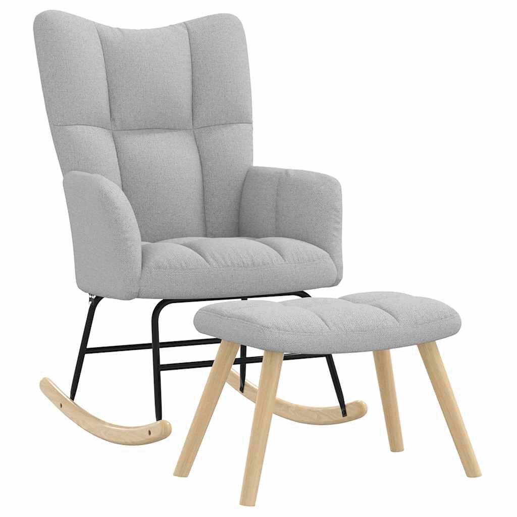 vidaXL Relaxfauteuil met voetenbankje wolkgrijze stof
