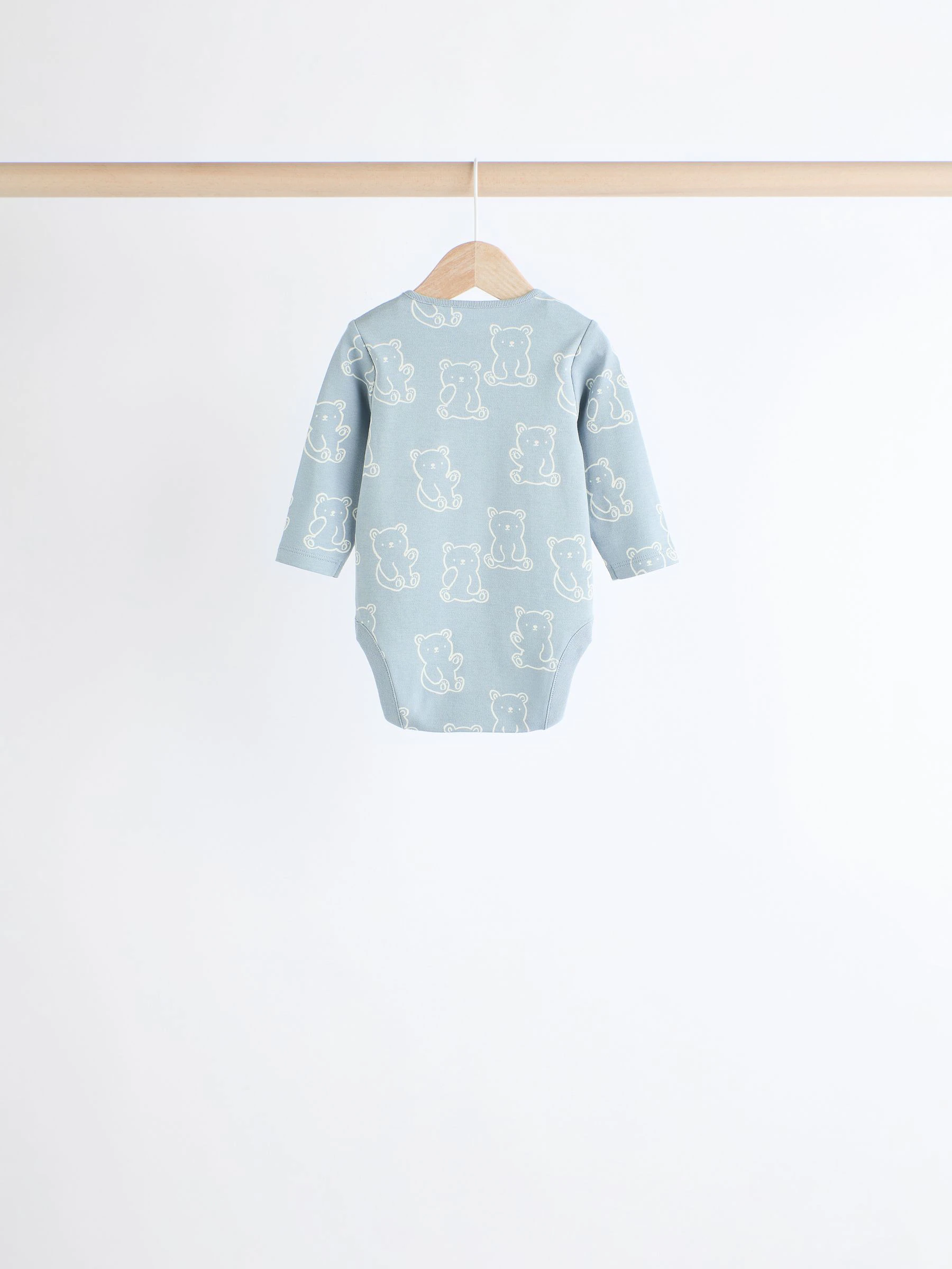 Babyblauw - Set van 5 rompertjes met lange mouwen