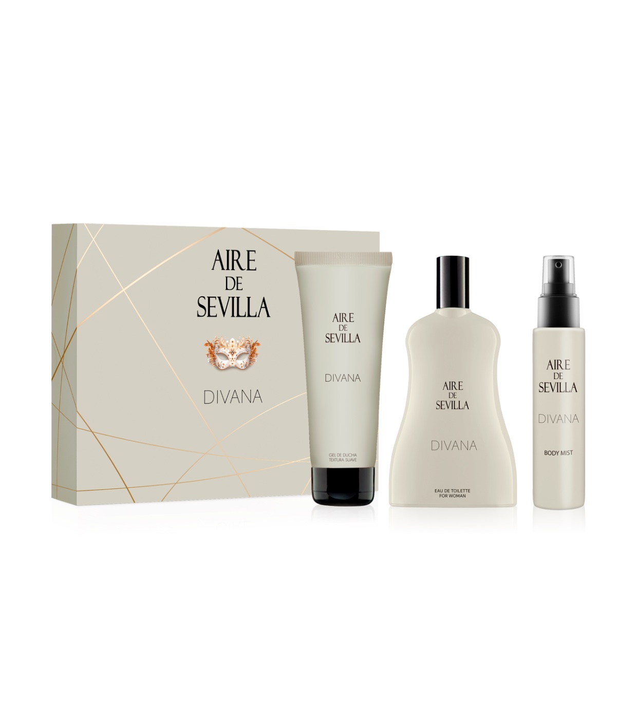 Aire de Sevilla - Eau de toilette para mulheres + gel de banho + névoa corporal - Divana