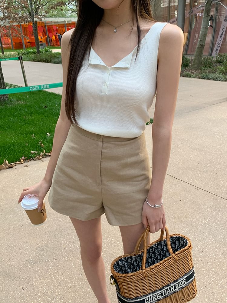 PINPI - Hoge taille effen shorts