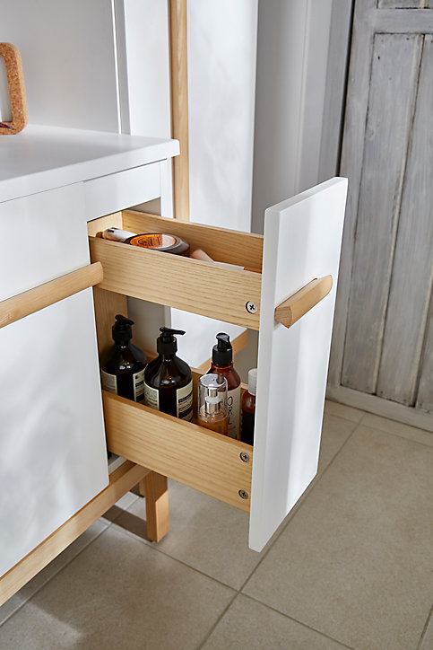 Meuble sous vasque à poser GoodHome Adriska blanc 100 cm + plan vasque Ceara