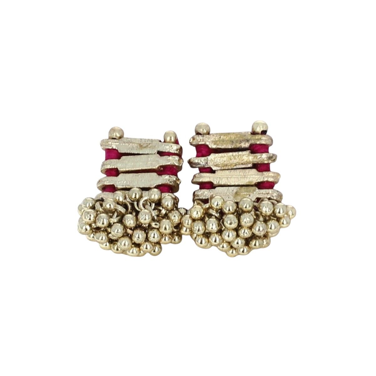 Boucles d'oreilles Indiennes carrées rose - Mariage Indien Pondie Chérie