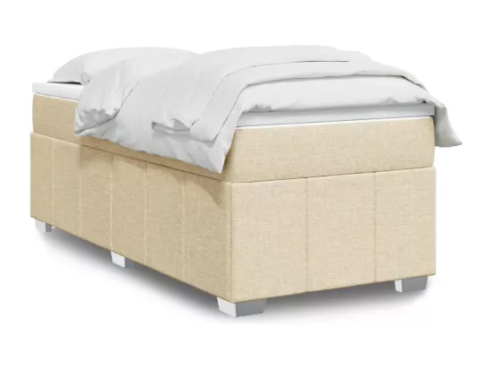 Sommier à lattes de lit et matelas Crème 90x190 cm Tissu