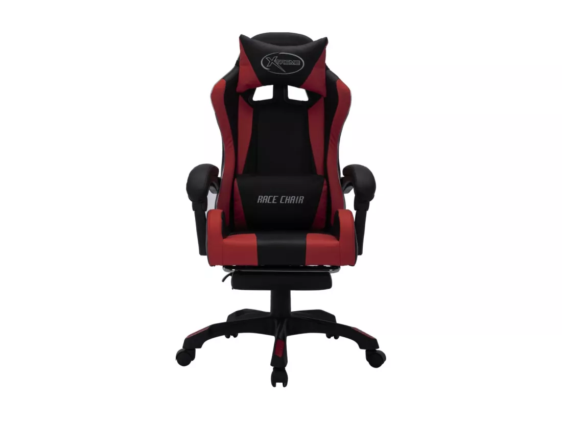 Fauteuil de jeux vidéo avec LED RVB Bordeaux et noir Similicuir