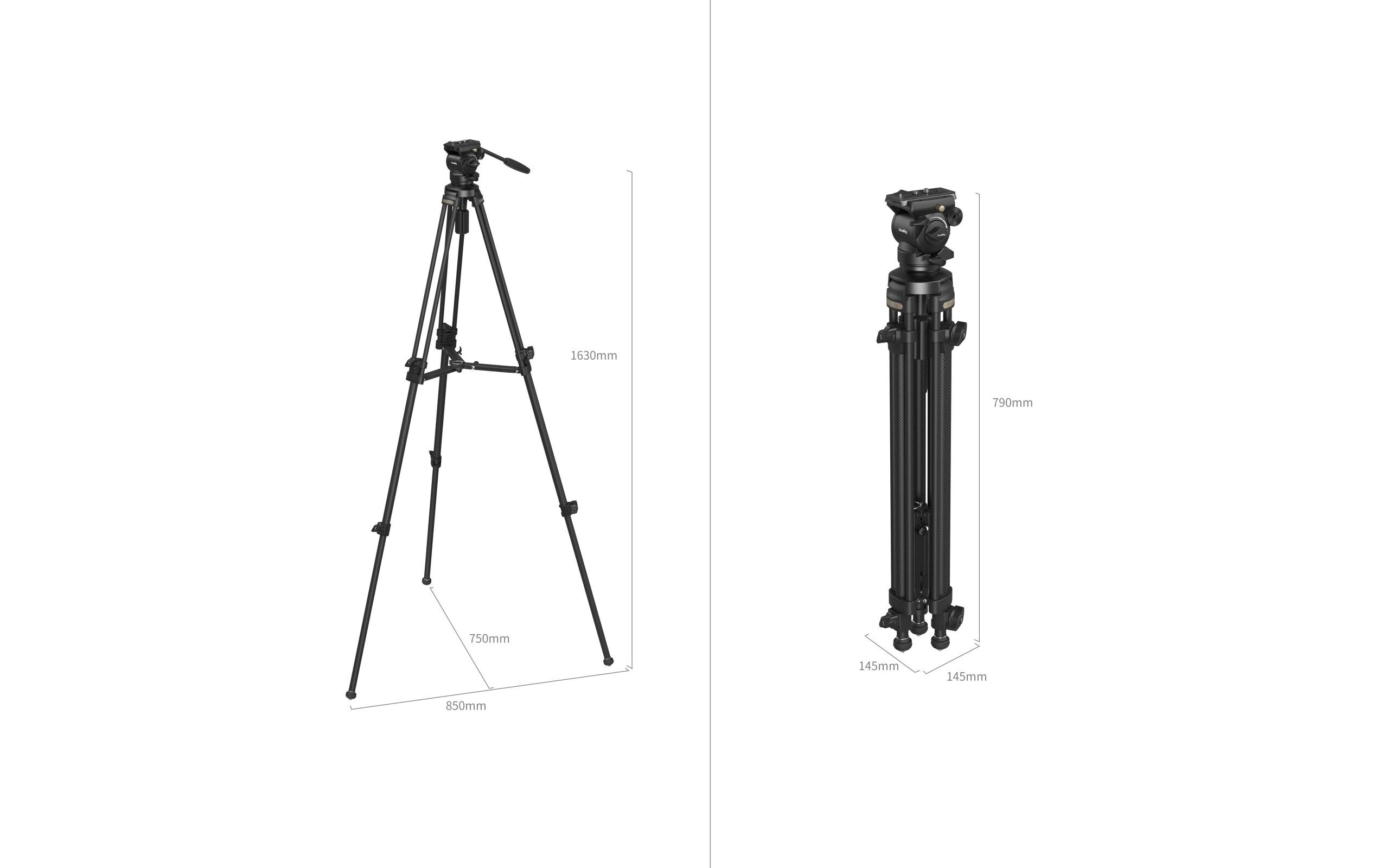 Leichtes Videostativ-Kit AD-50 aus Kohlefaser<br>Kohlefaser-Stativ mit kompaktem Basiskopf