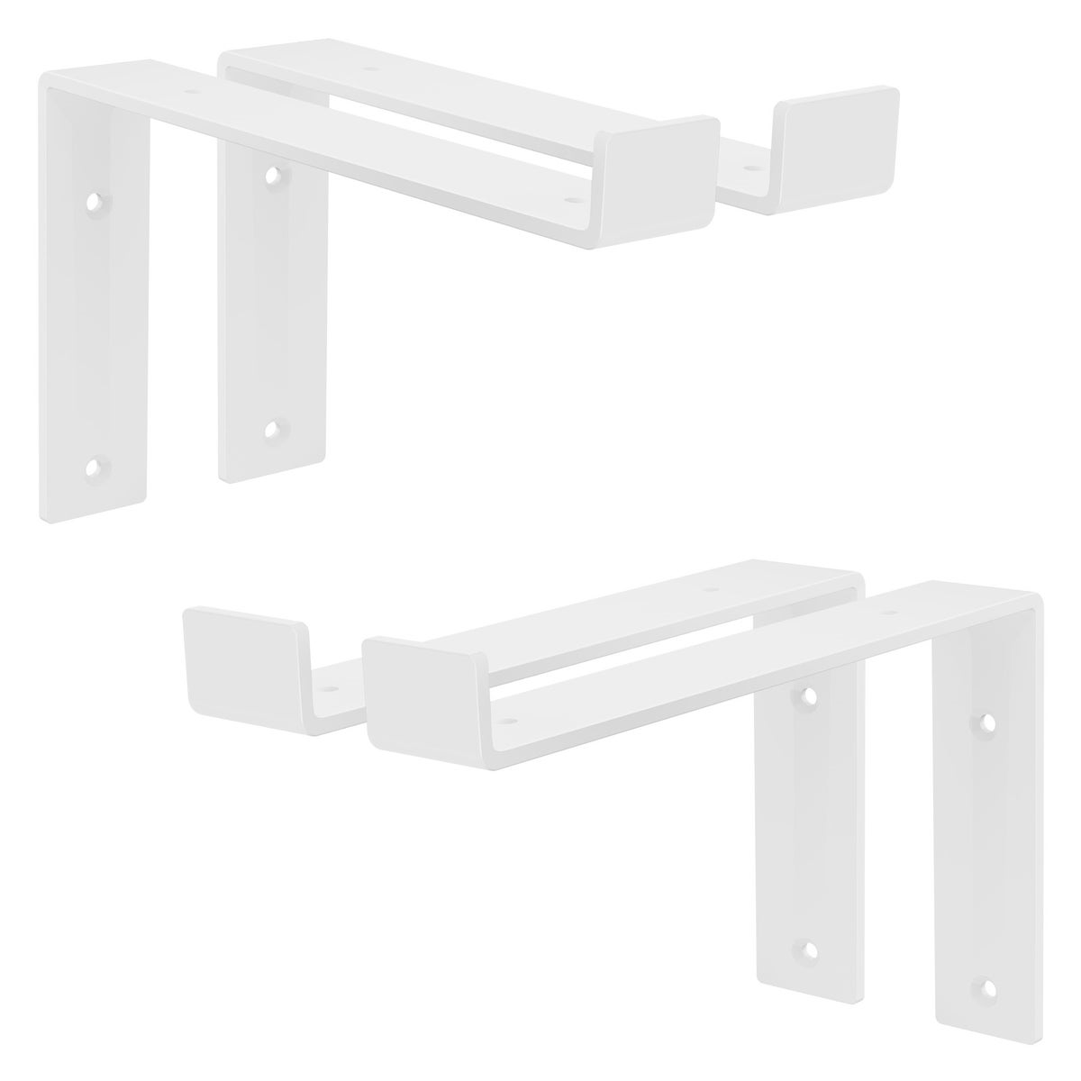 ML-Design 4-delige plankdragerset, 25x4x14,5 cm, wit, metaal, 10-inch plankdragers, industriële plankhoeken, wandplankdragers, 90-graden wandbeugels, L-vormige wandplankdragers, met schroeven