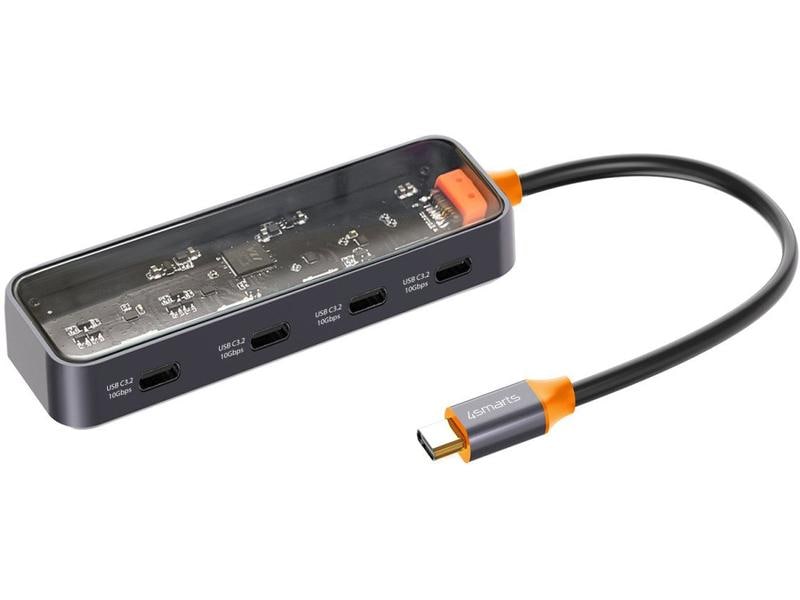 4smarts USB-Hub 4 in 1 Lucid Hub Kompakter USB-C-Hub für Notebooks und Mobilgeräte