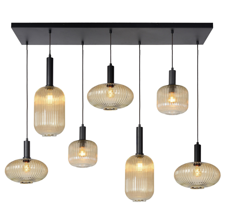 Lucide Maloto 7 cluster hanglamp amber