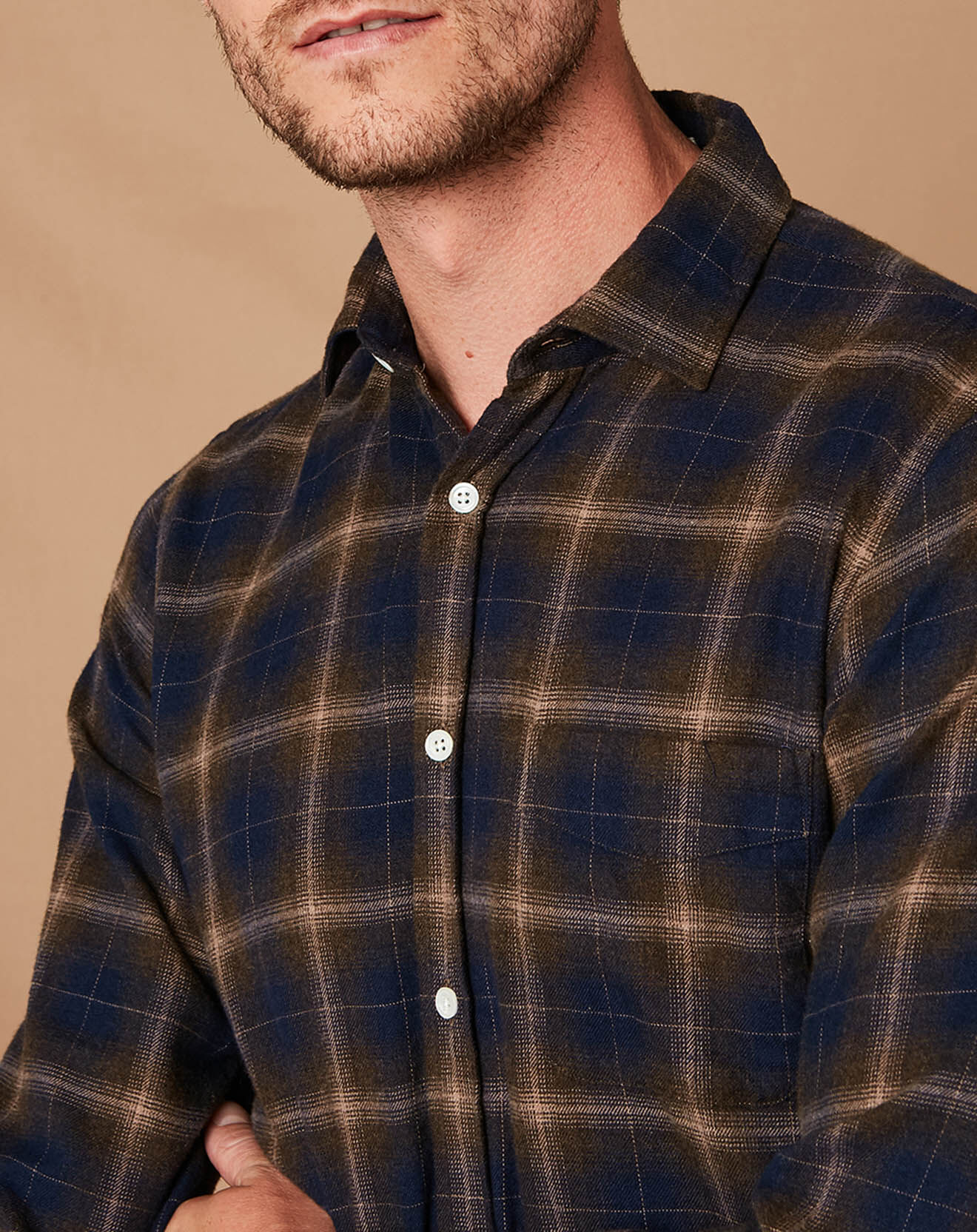 Hartford Chemise Slim Storm à carreaux marine/marron/beige