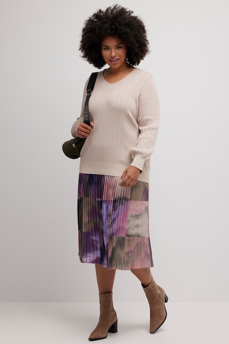 Pullover, Metallic-Effekt, V-Ausschnitt, Langarm
