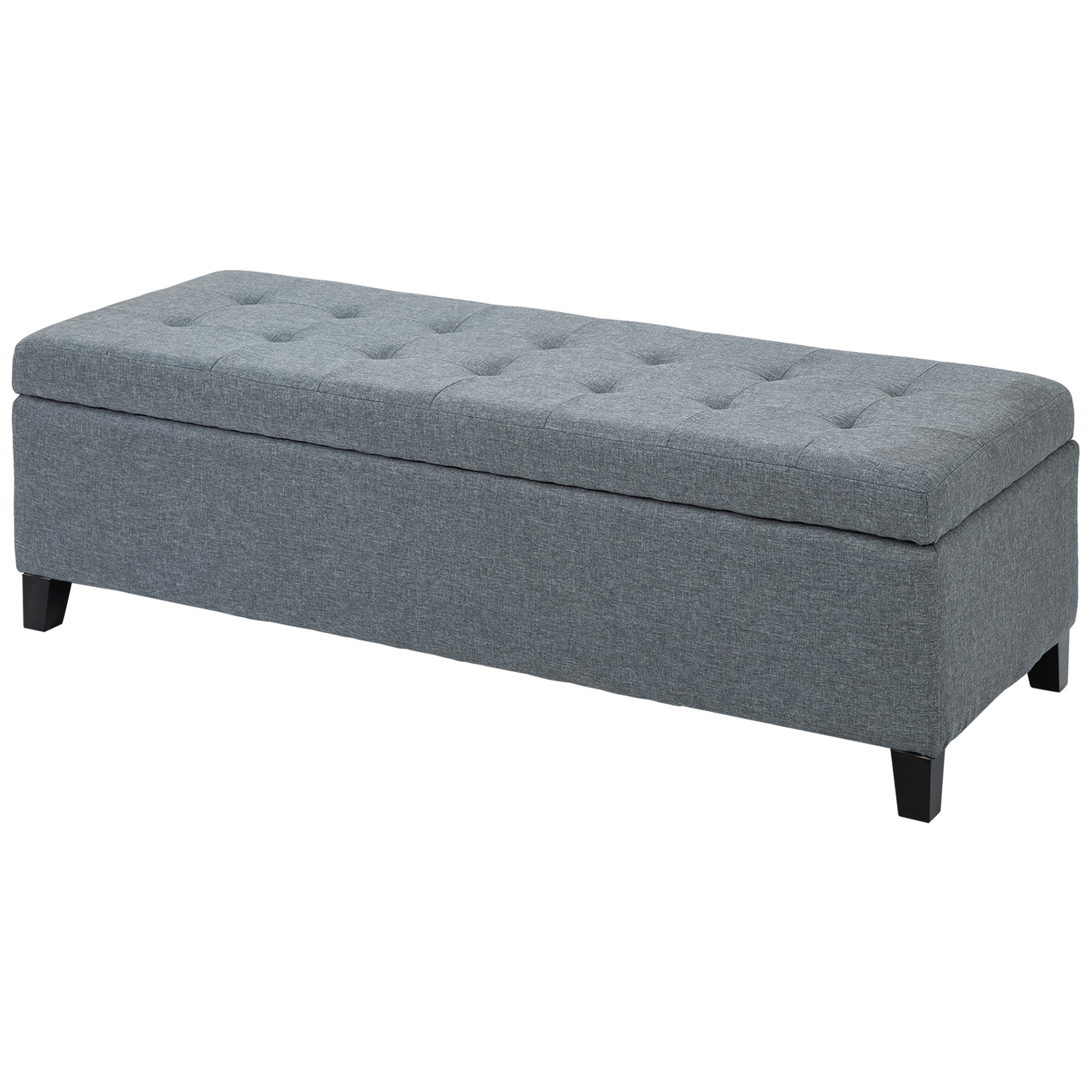 HOMCOM Sitzbank mit Stauraum und Sitzpolster grau 125L x 49B x 41,5H cm