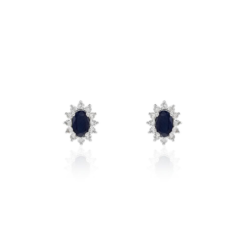 Boucles D'oreilles Puces Vladimir Or Blanc Saphir Diamant