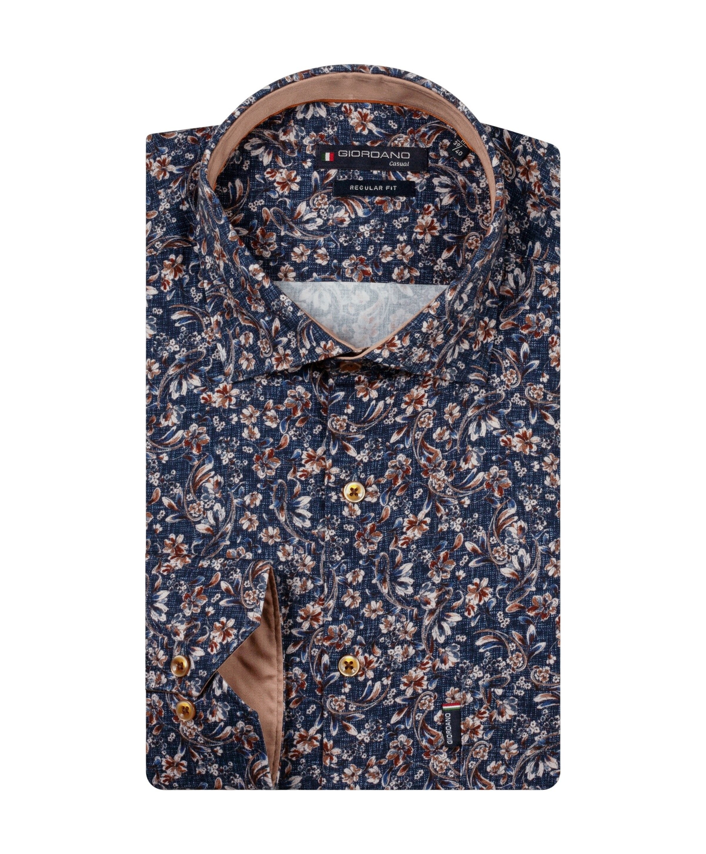 Giordano Heren overhemd lange mouw blauw