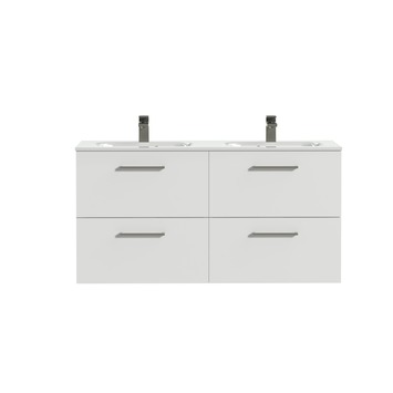 Tiger Studio badkamermeubel 120cm hoogglans wit met dubbele witte wastafel