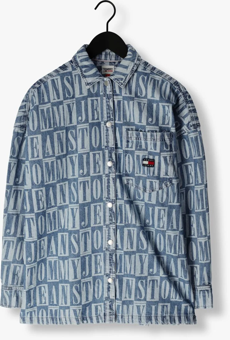 TOMMY JEANS blauwe tommy jeans spijkerjas tjw tj denim spellout overshirt