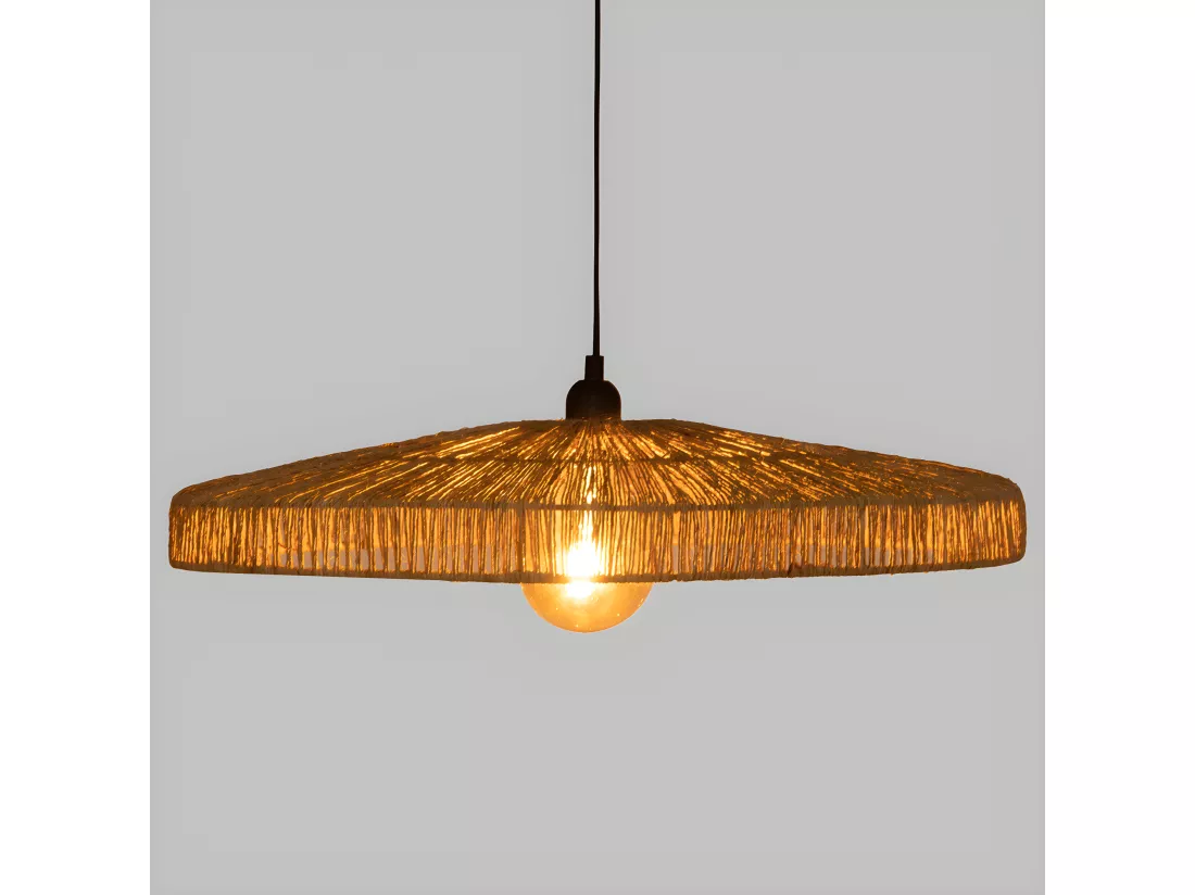 Luminaire Suspension en métal et jute Beige 58 cm
