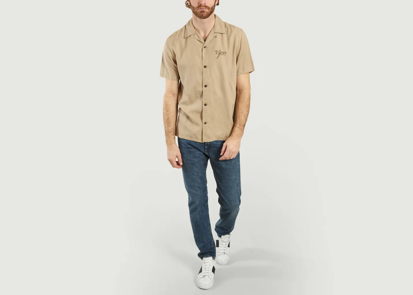 Chemise manches courtes à lettrage brodé Arvid Nudie Jeans