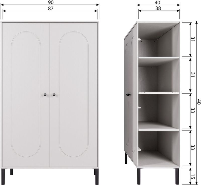 WOOOD - Xina - Lage Kast - Wolkengrijs - 149x90x40