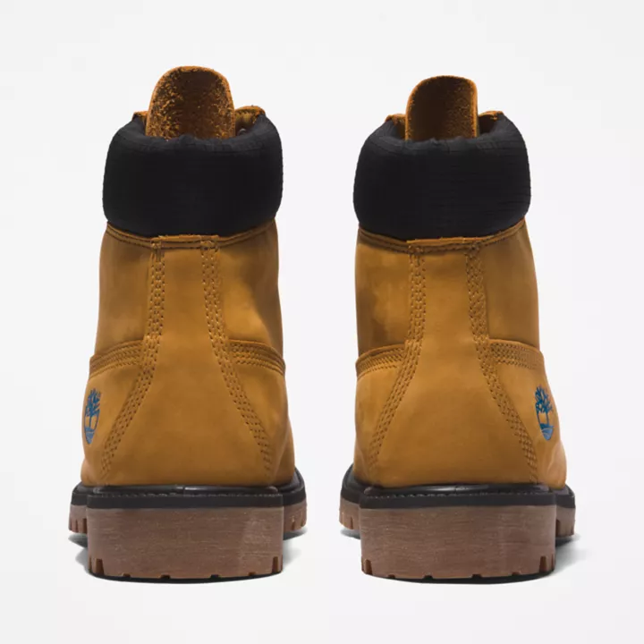 Bota Timberland Premium de 6 polegadas para homem, em amarelo/azul.
